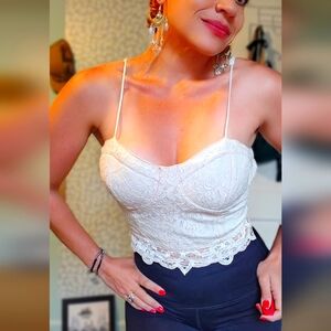 Corset-Like Laced Cream Top